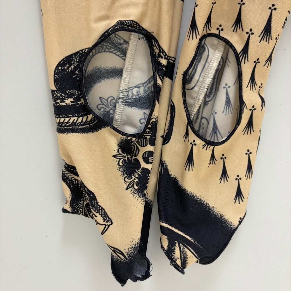 Jean Paul Gaultier Printed Heraldique Long Sleeve High Neck Catsuit XXL Cream - Picture 14 of 16